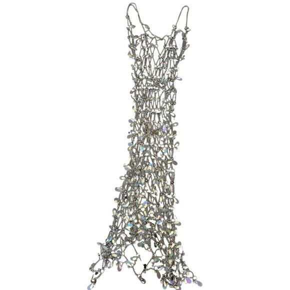 Paco Rabanne Chain Link Celebrity Luxury Dress With Sequin Embellishments - Picture 5 of 8